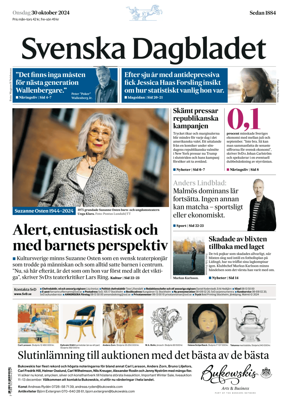 Prima-pagina-Svenska Dagbladet-edizione-di-oggi-20241030